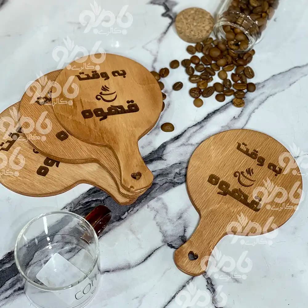 زیر لیوانی پلای وود گرد دسته قلب — تصویر ۷