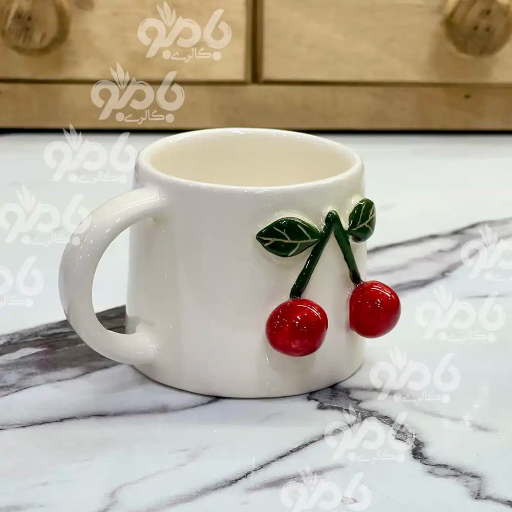 فنجان قهوه خوری سرامیکی طرح آلبالو قیفی — تصویر ۲