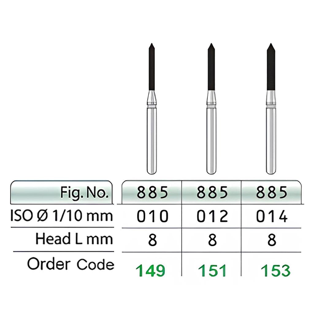 فرز الماسی توربین چمفر(بِوِل) تیزکاوان کد 885 (استوانه سوزنی متوسط POINTED CYLINDER) — تصویر ۲