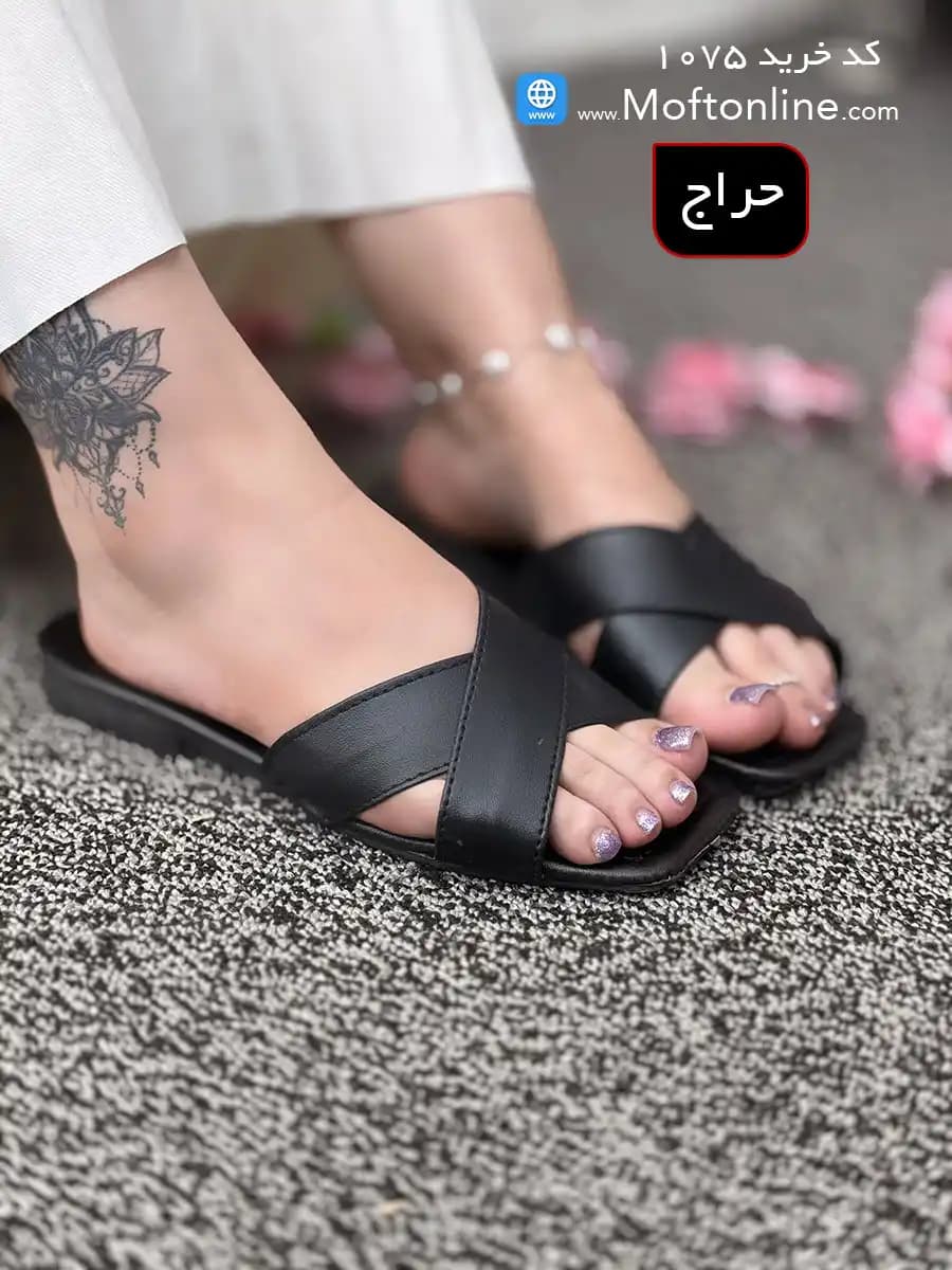 حراج صندل زنانه مدل هرمس ( طرح ضربدری ) کد 1075