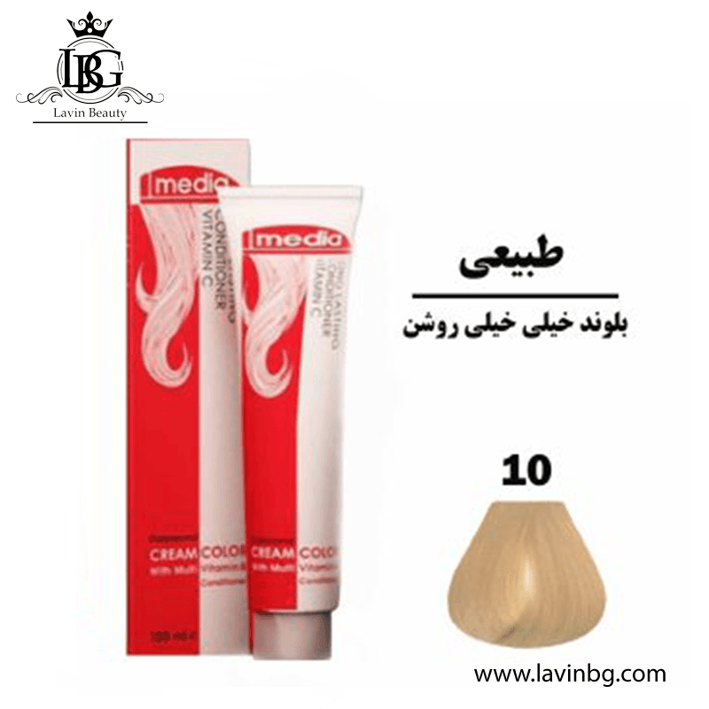 رنگ مو مدیا سری طبیعی شماره 10 رنگ بلوند خیلی خیلی روشن حجم 100 میل – Media