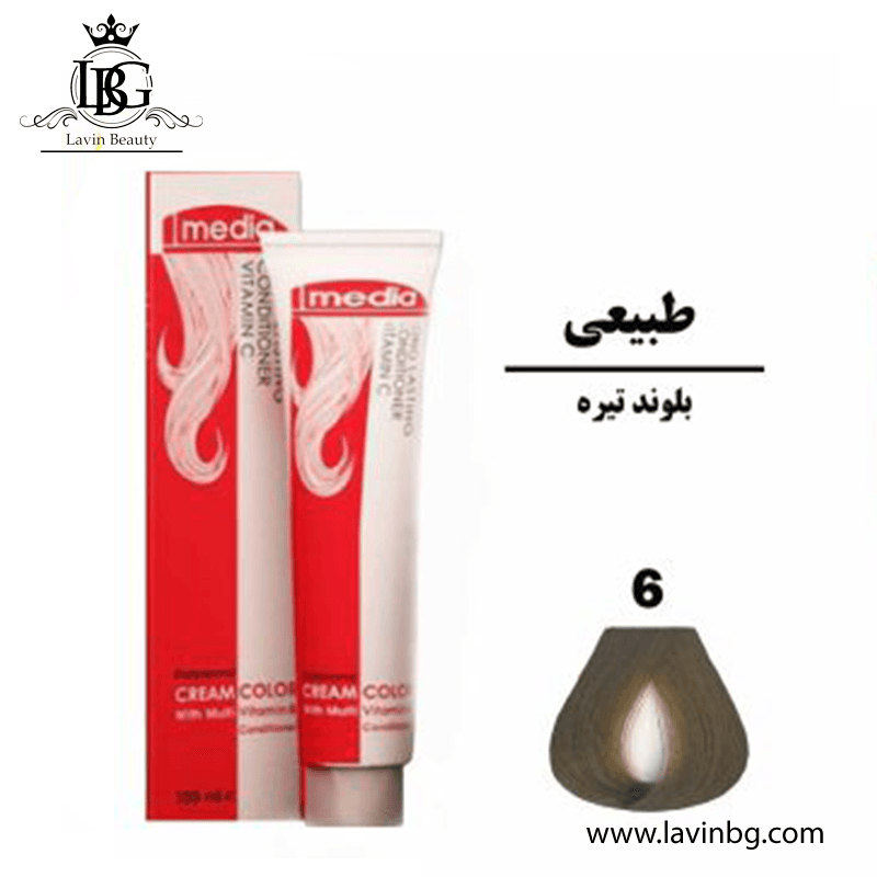 رنگ مو مدیا سری طبیعی شماره 6 رنگ بلوند قهوه ای تیره حجم 100 میل – Media