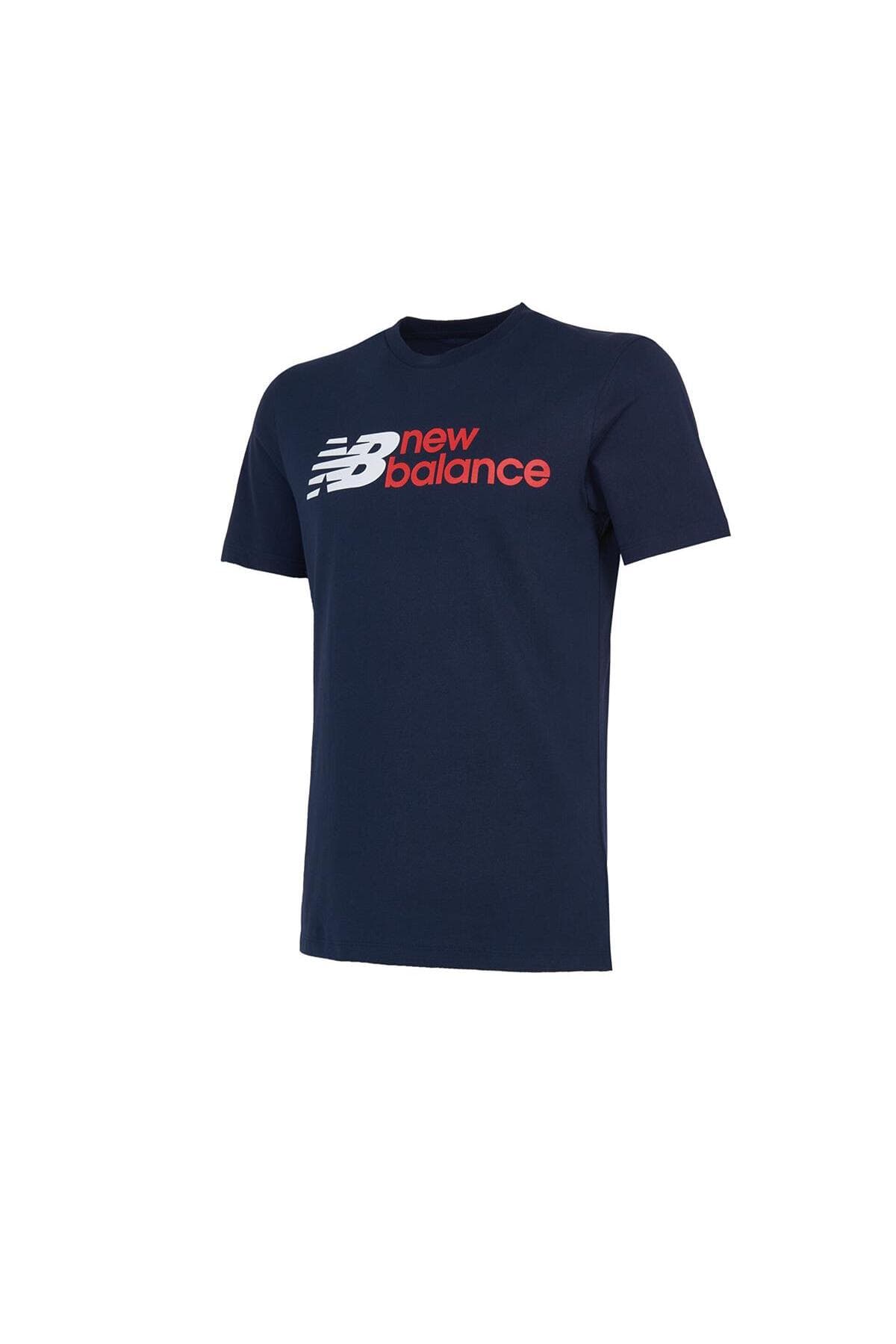 تی شرت ورزشی نیو بالانس مردانه پارچه آبی سرمه ای اسپرت راسته Regular/رگولار بیسیک اسپرت | New Balance TYC00848803586 TR