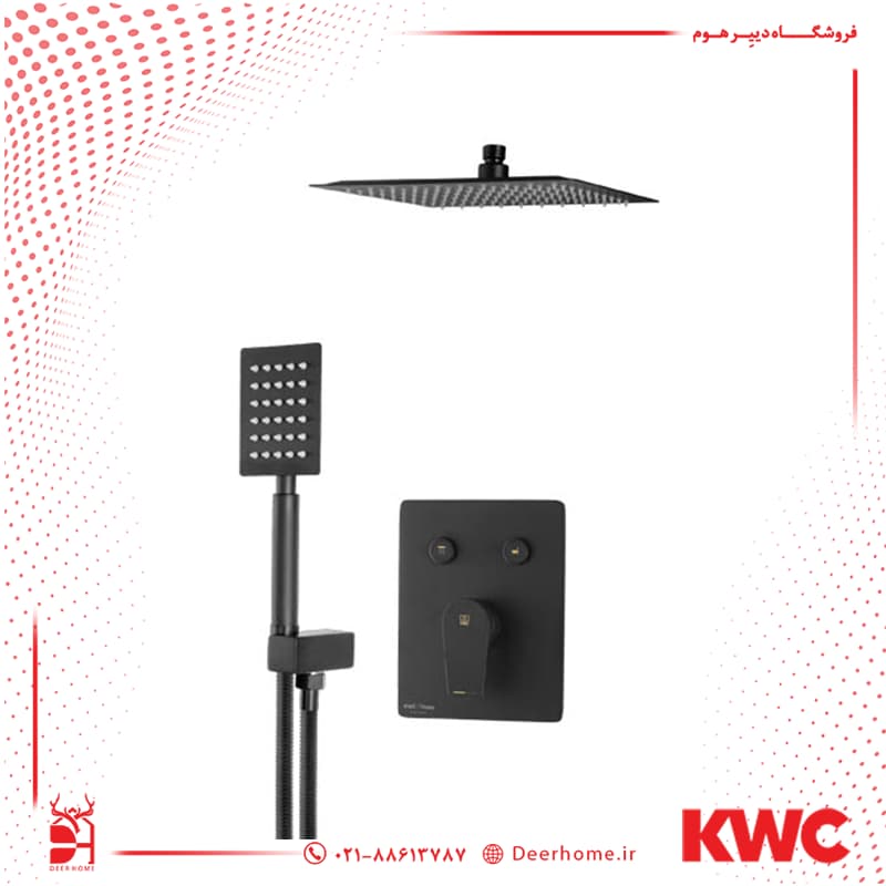 شیر حمام توکار KWC تیپ 3 مدل ورونا با آبریز مربع — تصویر ۳