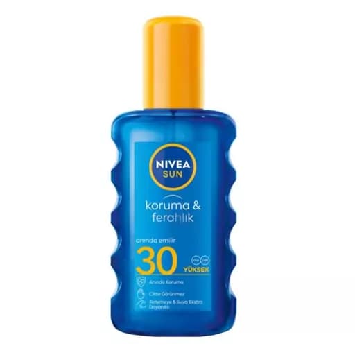 اسپری ضد آفتاب بی رنگ نیوا SPF 30 مدل Koruma Ferahlik حجم 200 میلی‌لیتر