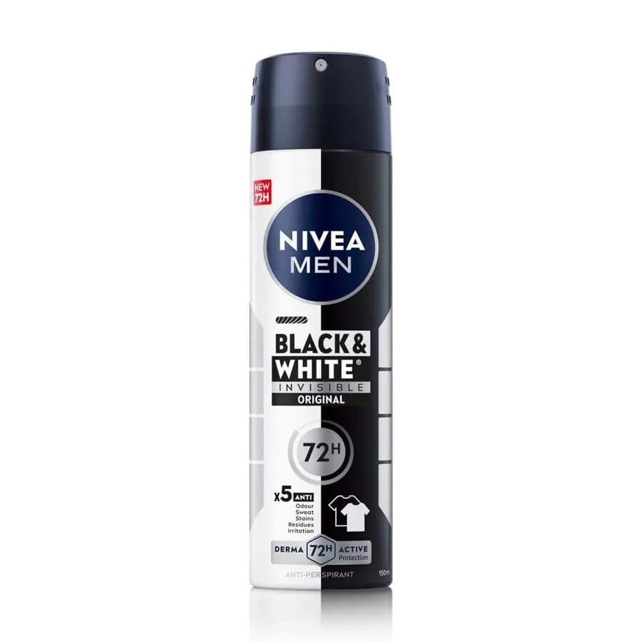 اسپری بدن مردانه نیوا مدل black & white Invisible اورجینال 150 میل