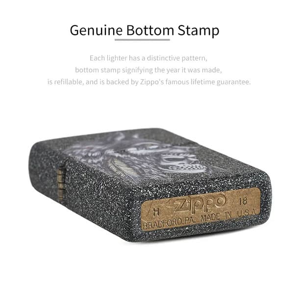 فندک زیپو Zippo Wolf Skull Feather Design کد 29863 — تصویر ۳