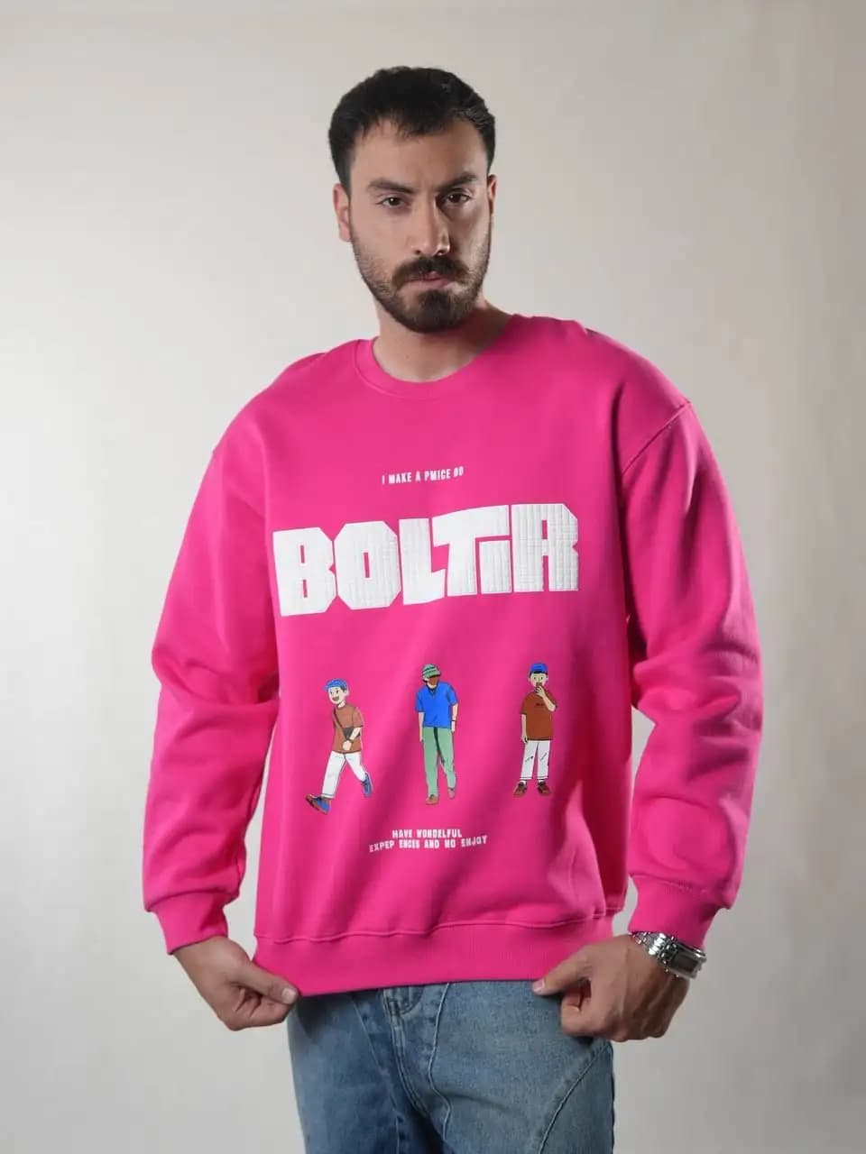 دورس سه نخ باکسی چاپ پفکی BOLTIR صورتی — تصویر ۲