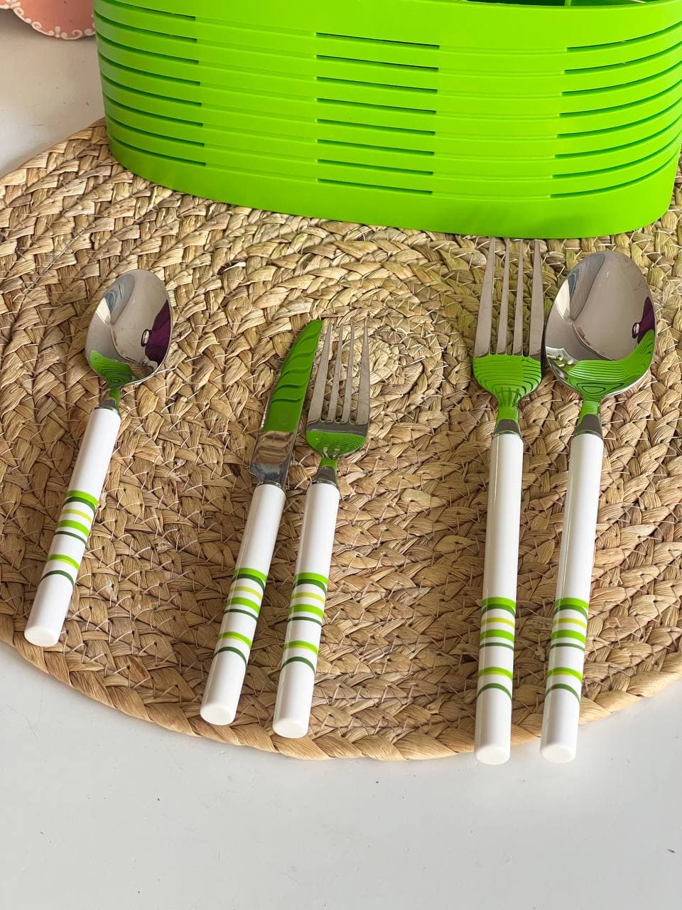 سرویس 31 پارچه قاشق و چنگال کارد C&S (طرح نوار رنگی) -رنگ سبز — تصویر ۳