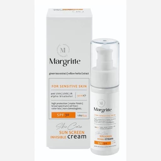 کرم ضدآفتاب بی رنگ پوست های حساس spf30مارگریت