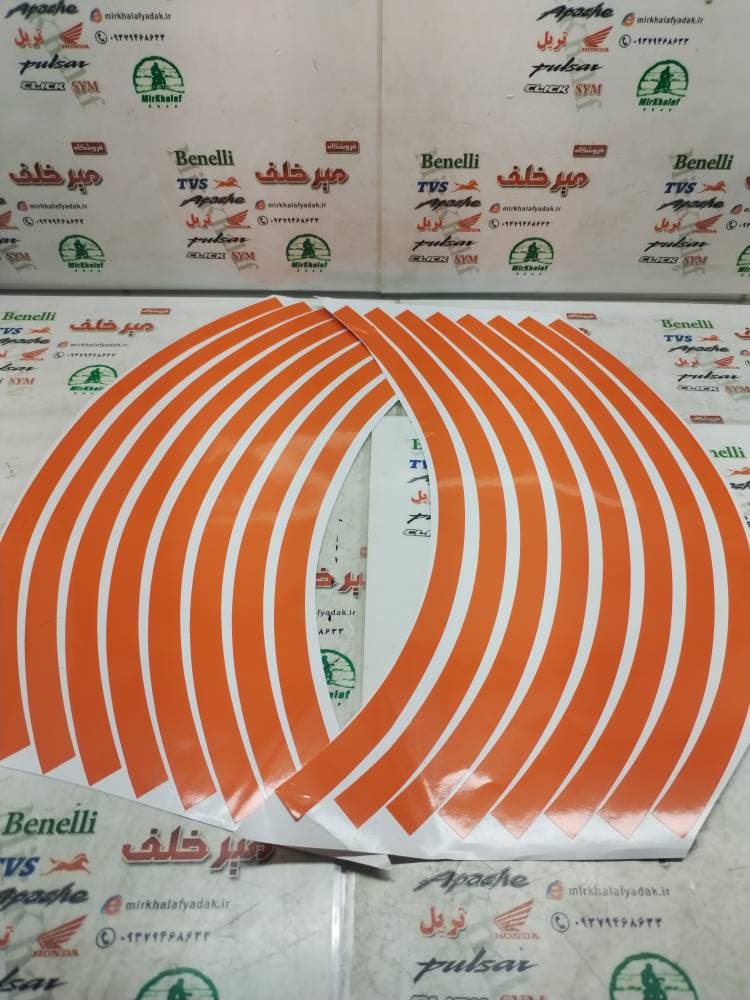 برچسب (شبرنگ) دور رینگ ساده پهن (نارنجی)