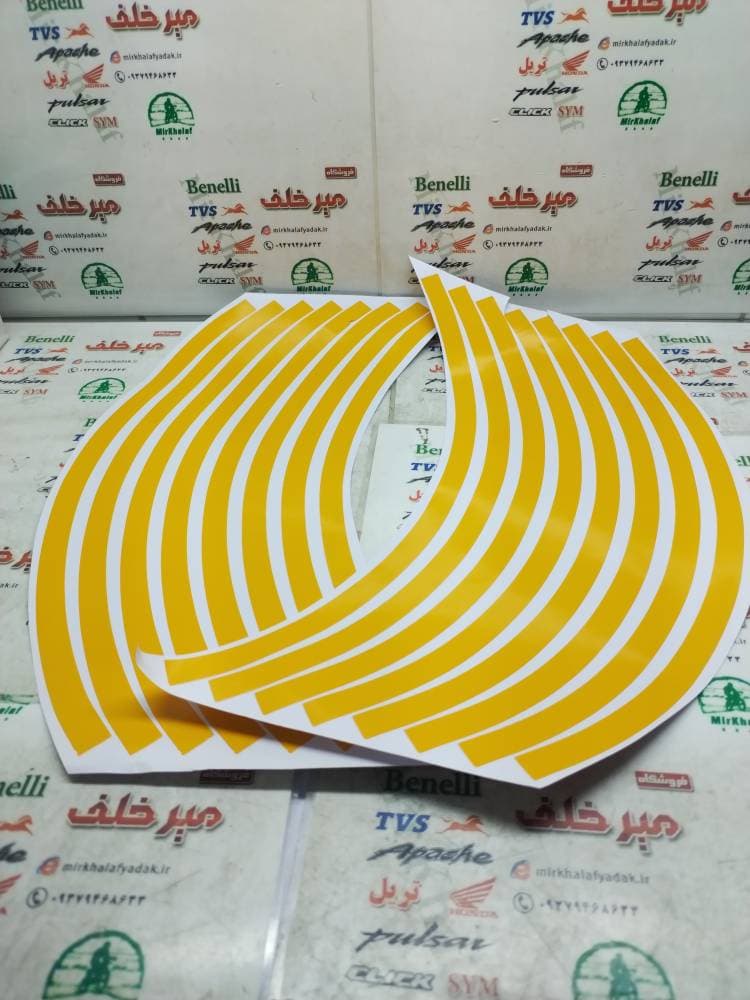برچسب (شبرنگ) دور رینگ ساده پهن (زرد طلایی)