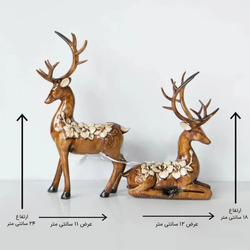 مجسمه دکوری گوزن جفت طرح چوب — تصویر ۲