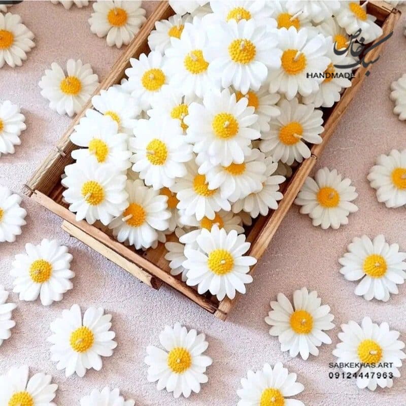 شمع گل بابونه – 5 عددی — تصویر ۳