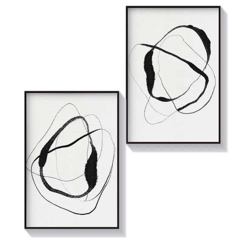 تابلو دکوراتیو دوتکه ابستره طرح اشکال تنیده
