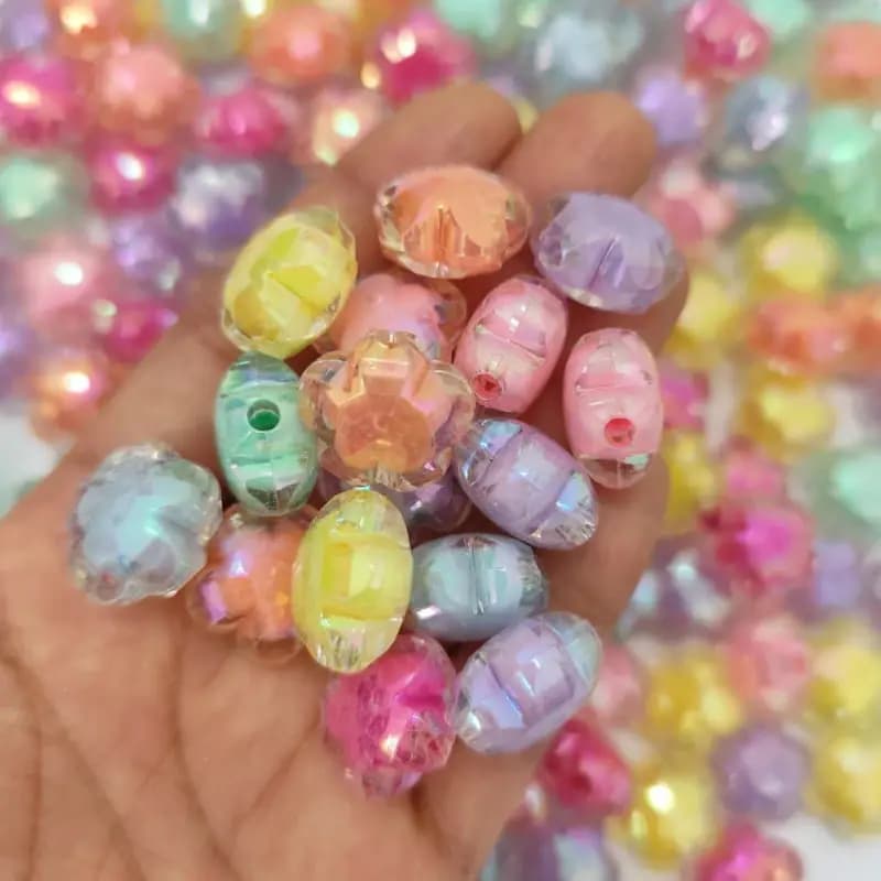 مهره رنگی شفاف براق گل 5پر (20گرم) — تصویر ۳