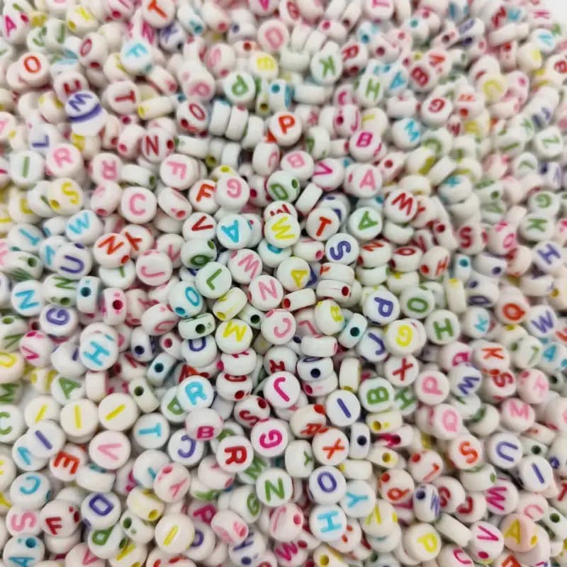 مهره سفید دایره حروف رنگی (20گرم) — تصویر ۳