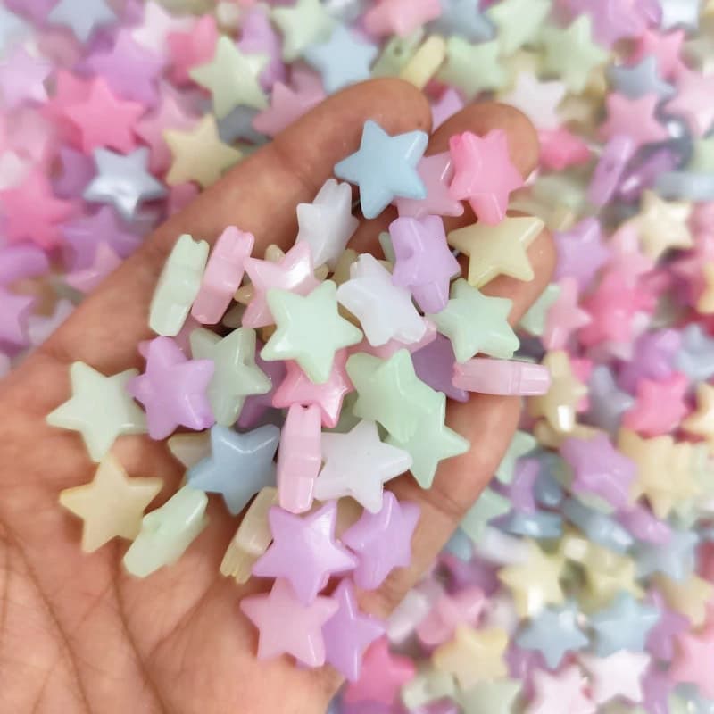 مهره رنگی شفاف پاستیلی ستاره(100گرم) — تصویر ۲