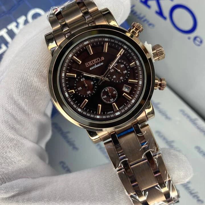 ساعت سیکو مردانه سه موتوره سیکو اکسکلوسیو مدل 3155 رنگ برنز