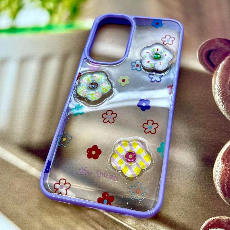 قاب گوشی Galaxy A24 سامسونگ 3D Candy Case شفاف آبنباتی شفاف طرح برجسته گل سفید کد 592291 — تصویر ۲