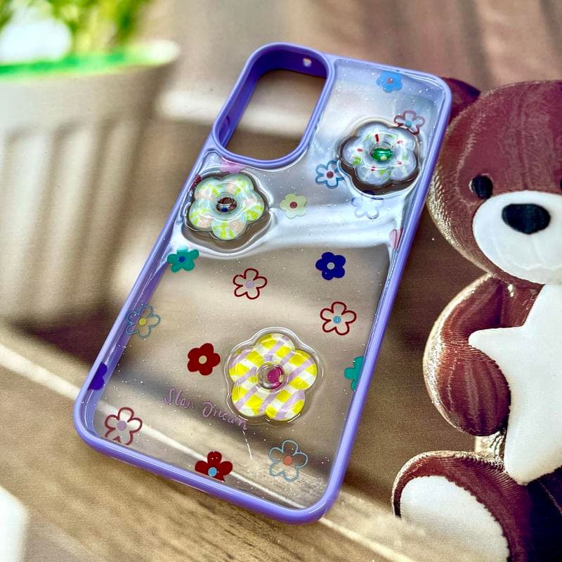 قاب گوشی Galaxy A34 سامسونگ 3D Candy Case شفاف آبنباتی شفاف طرح برجسته گل سفید کد 392326 — تصویر ۲