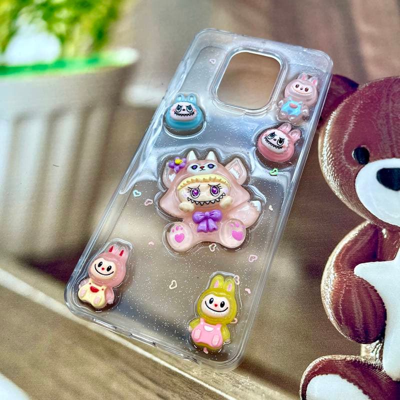 قاب گوشی Redmi Note 9S / Redmi Note 9 Pro شیائومی 3D Candy Case شفاف آبنباتی شفاف طرح برجسته Labubu کد 675158 — تصویر ۲