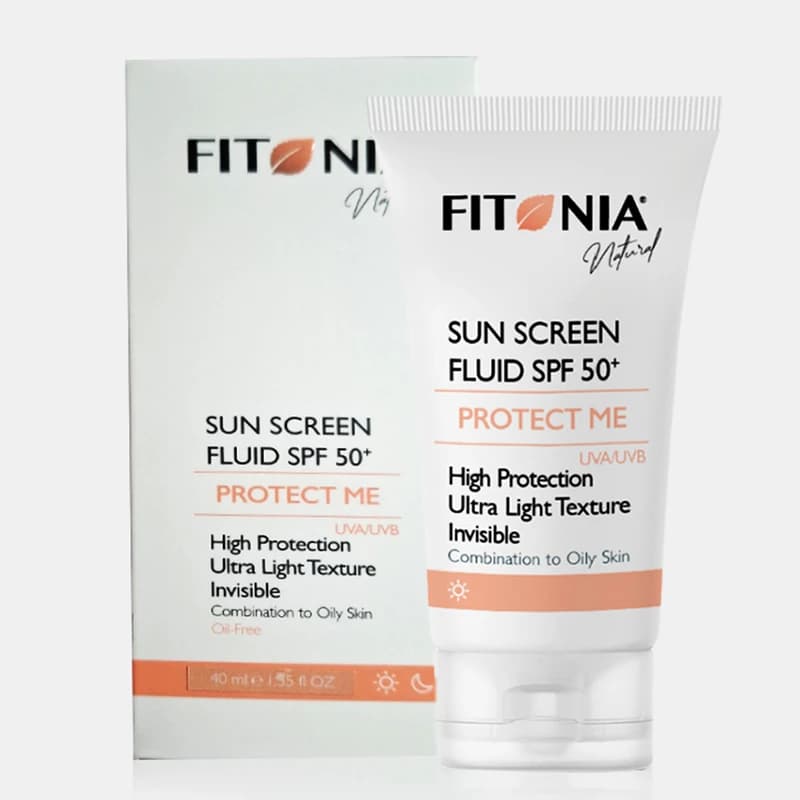 فلوئید ضد آفتاب بی رنگ فیتونیا spf 50 مدل protect me پوست چرب و مختلط 40 میل