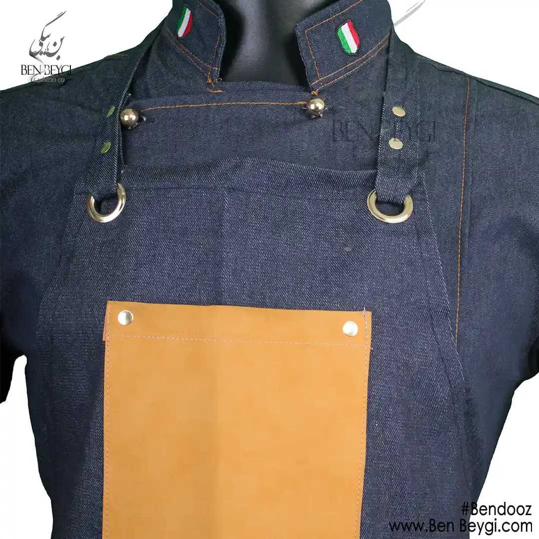 پیشبند آشپزی جین و چرم (اپرون) 7839-IR — تصویر ۲