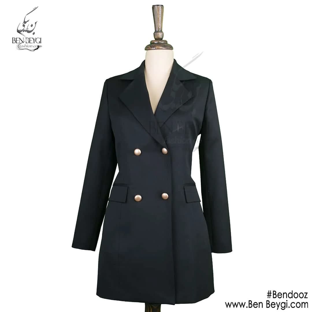 مانتو شلوار اداری کتی چهار دکمه روهمگرد دار پارچه کرپ کد 7806