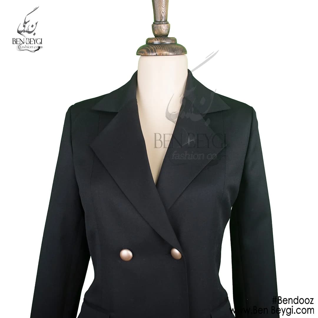 مانتو شلوار اداری کتی چهار دکمه روهمگرد دار پارچه کرپ کد 7806 — تصویر ۲