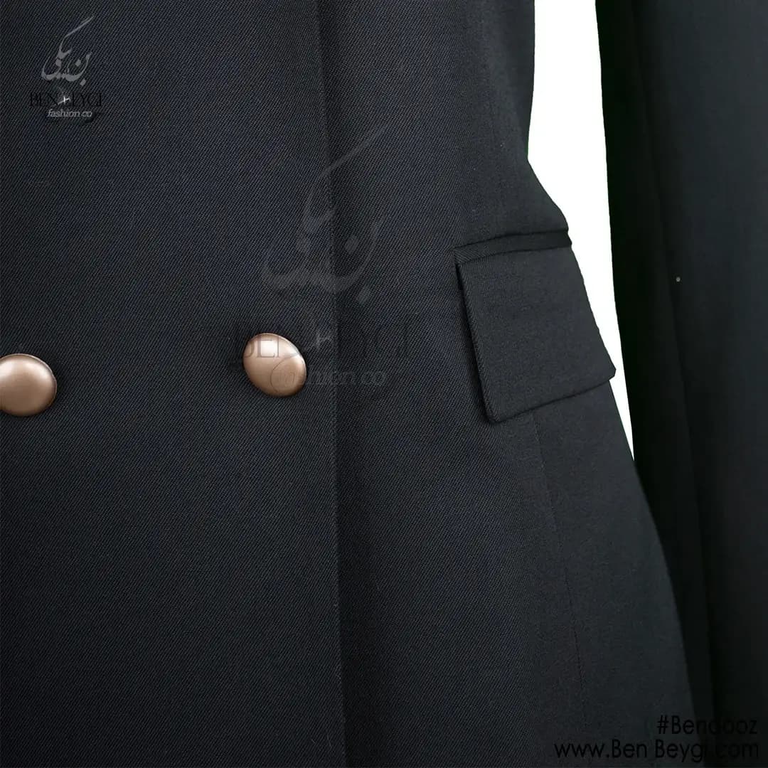 مانتو شلوار اداری کتی چهار دکمه روهمگرد دار پارچه کرپ کد 7806 — تصویر ۳