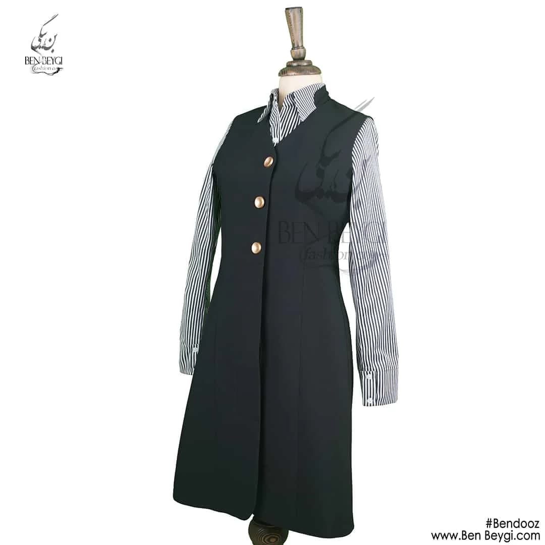 سارافون شلوار شومیز اداری سرمه ای 4 پی اس کت پارچه فیونا کد 7554 — تصویر ۳