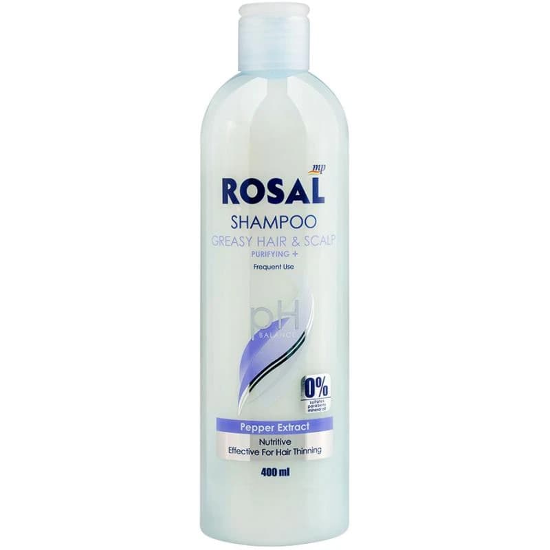 شامپو مخصوص موهای چرب رزال مدل Greasy Hair & Sclap بدون سولفات حجم 400 میلی لیتر