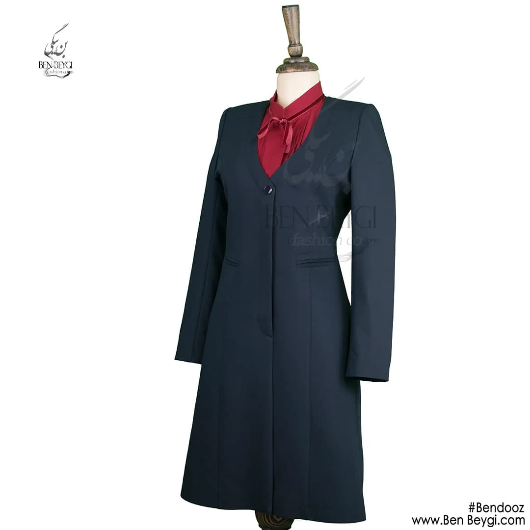مانتو شلوار اداری شومیزدار پارچه بزیاق کد 7479