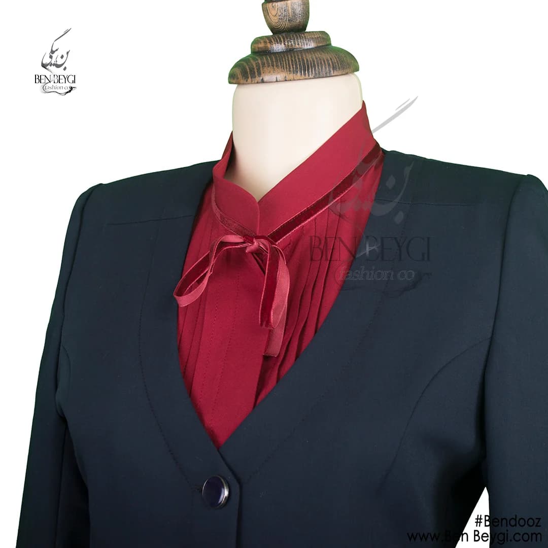 مانتو شلوار اداری شومیزدار پارچه بزیاق کد 7479 — تصویر ۲