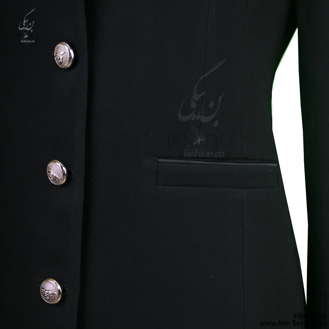 مانتو اداری مشکی پارچه کرپ کد 7312 — تصویر ۴