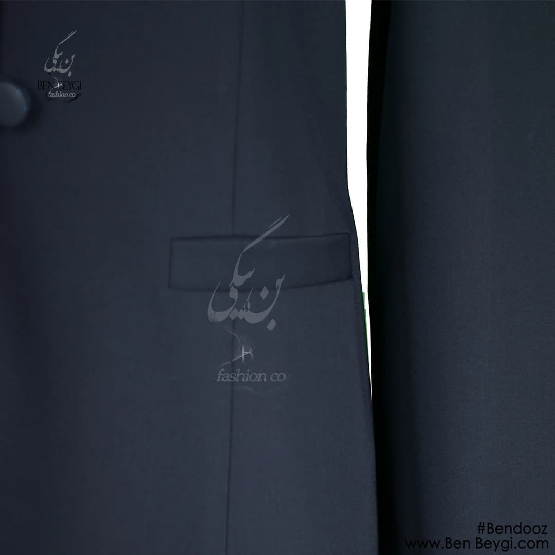 مانتو شلوار اداری سرمه ای گلدوزی دار پارچه بزیاق کد 7127 — تصویر ۲