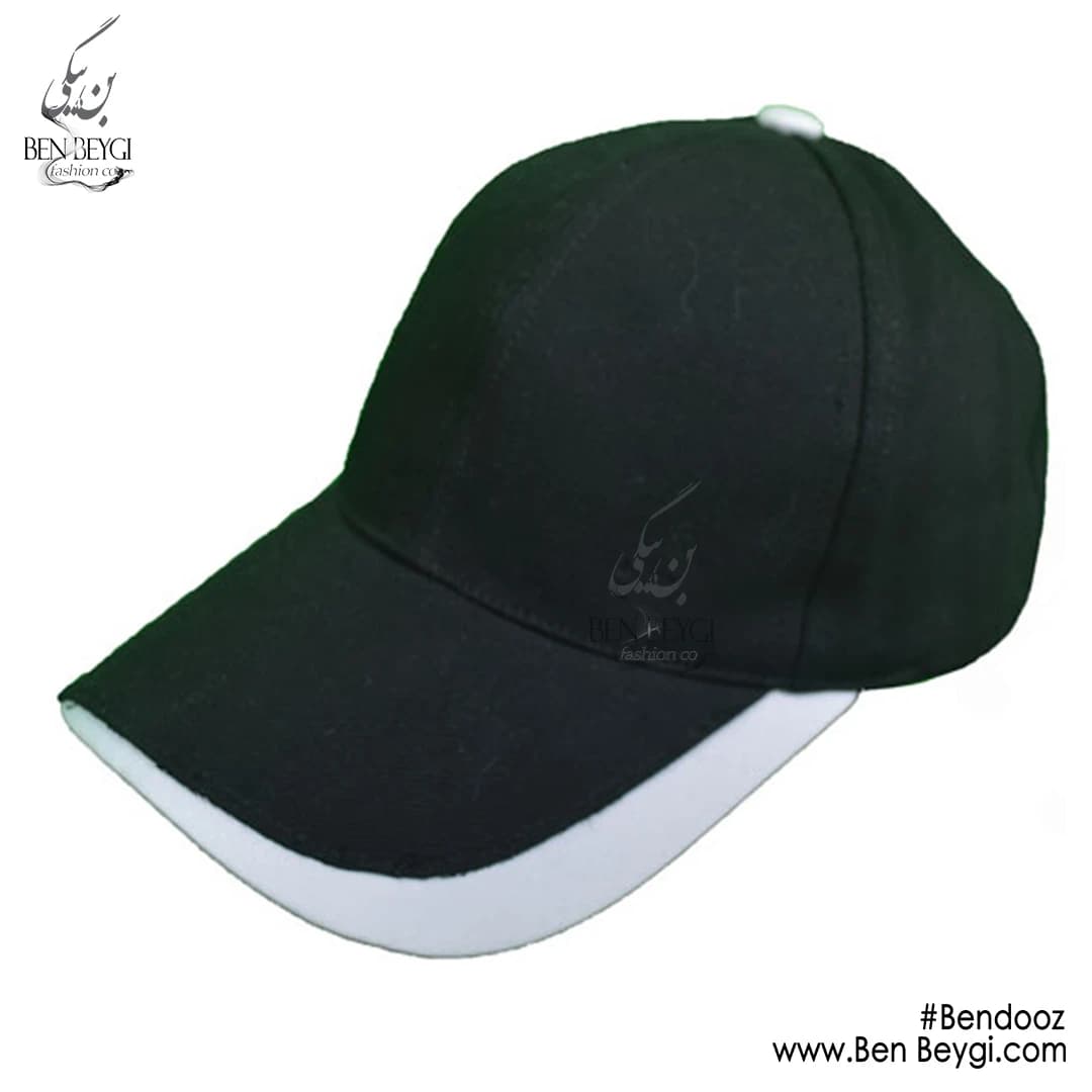 کلاه کتان مشکی سفید مدل لبه دار کد IR-6065