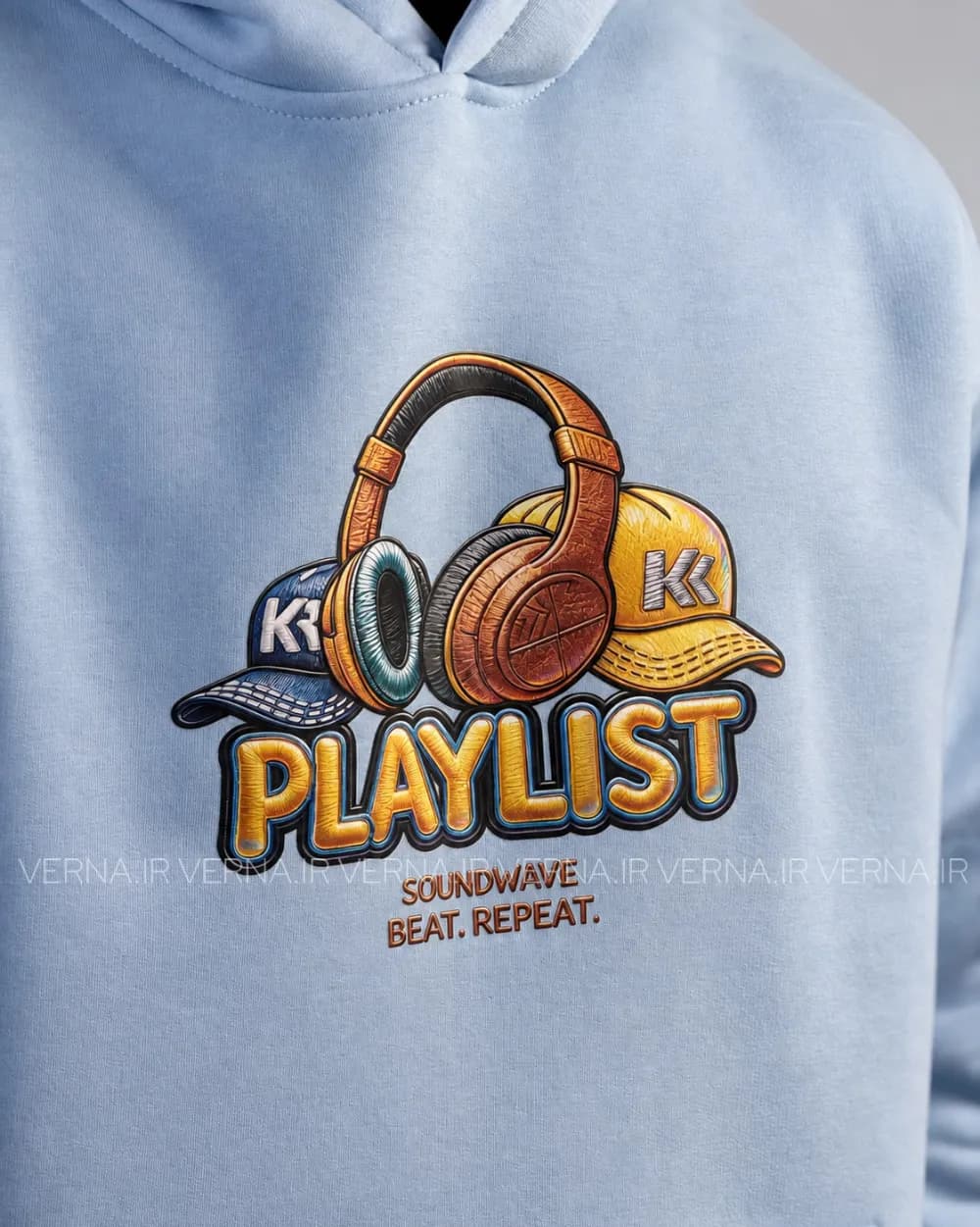 هودی باکسی مردانه چاپ برجسته PLAYLIST-VR — تصویر ۵
