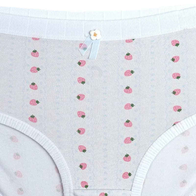 شورت اسلیپ دخترانه نخی طرح توت فرنگی و راه راه فری سایز — تصویر ۳