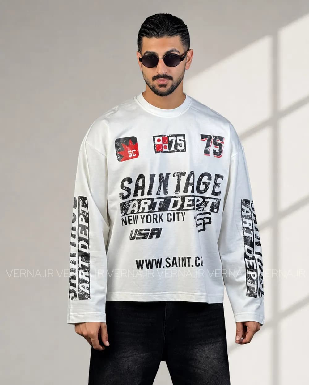 تیشرت مردانه دونخ باکسی بلند SAINTAGE
