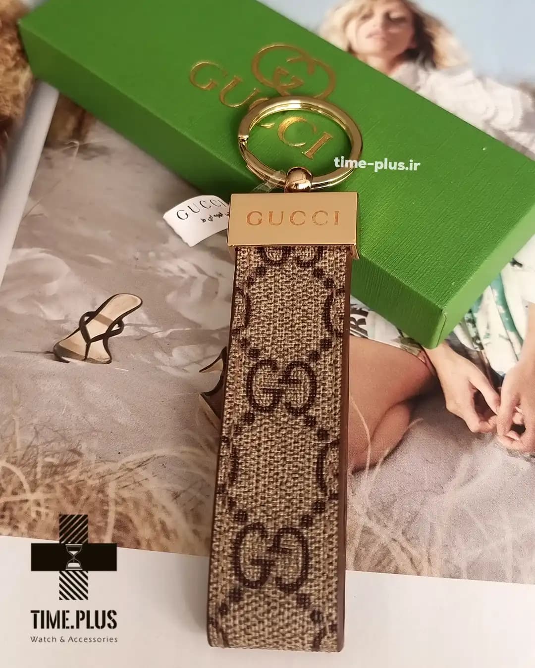 جاکلیدی گوچی چرم و فلز — تصویر ۵