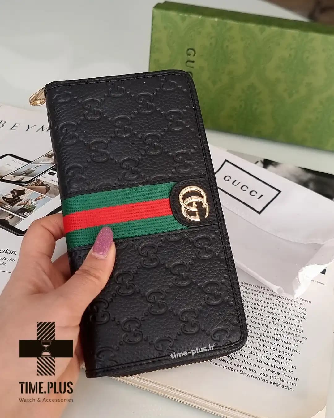 کیف پول کتی زیپ دار گوچی کیفیت مستر — تصویر ۵