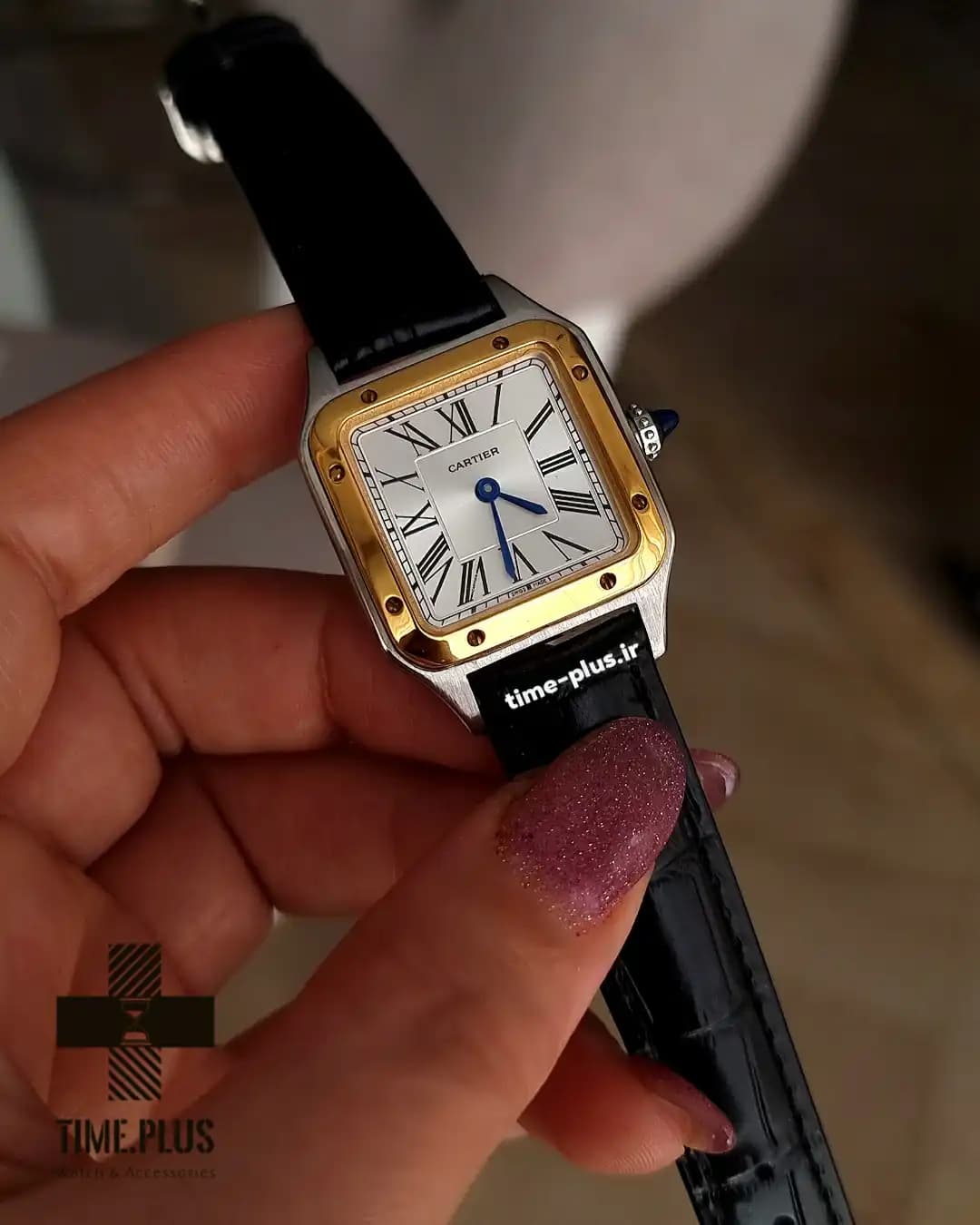 ساعت کارتیر زنانه Santos dumont black strap — تصویر ۳