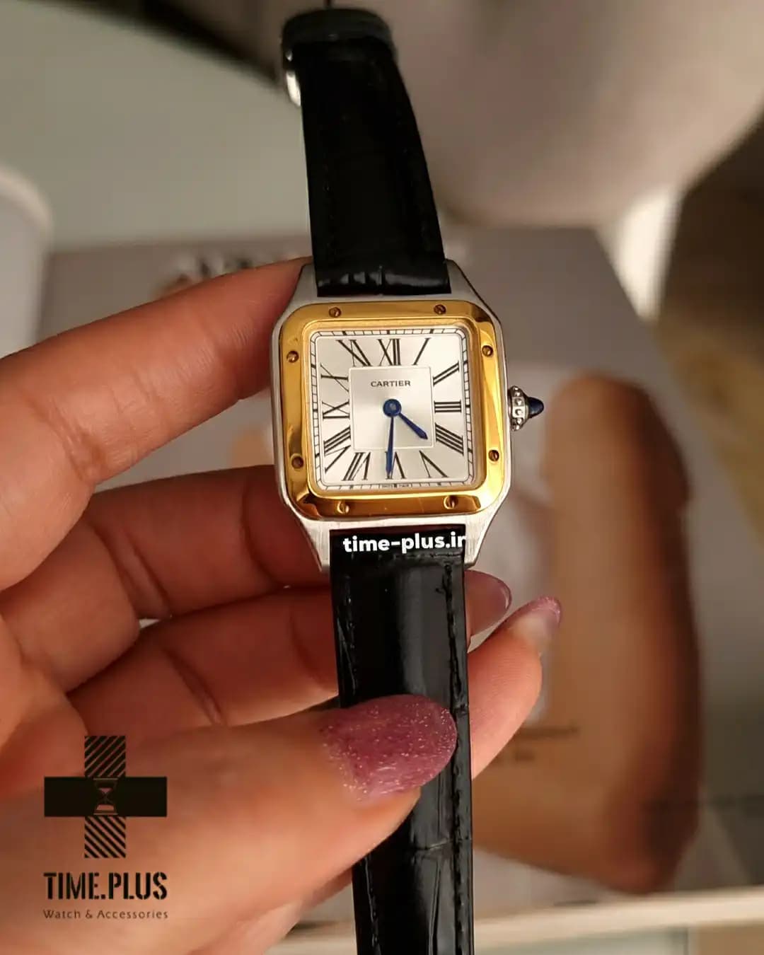 ساعت کارتیر زنانه Santos dumont black strap — تصویر ۶