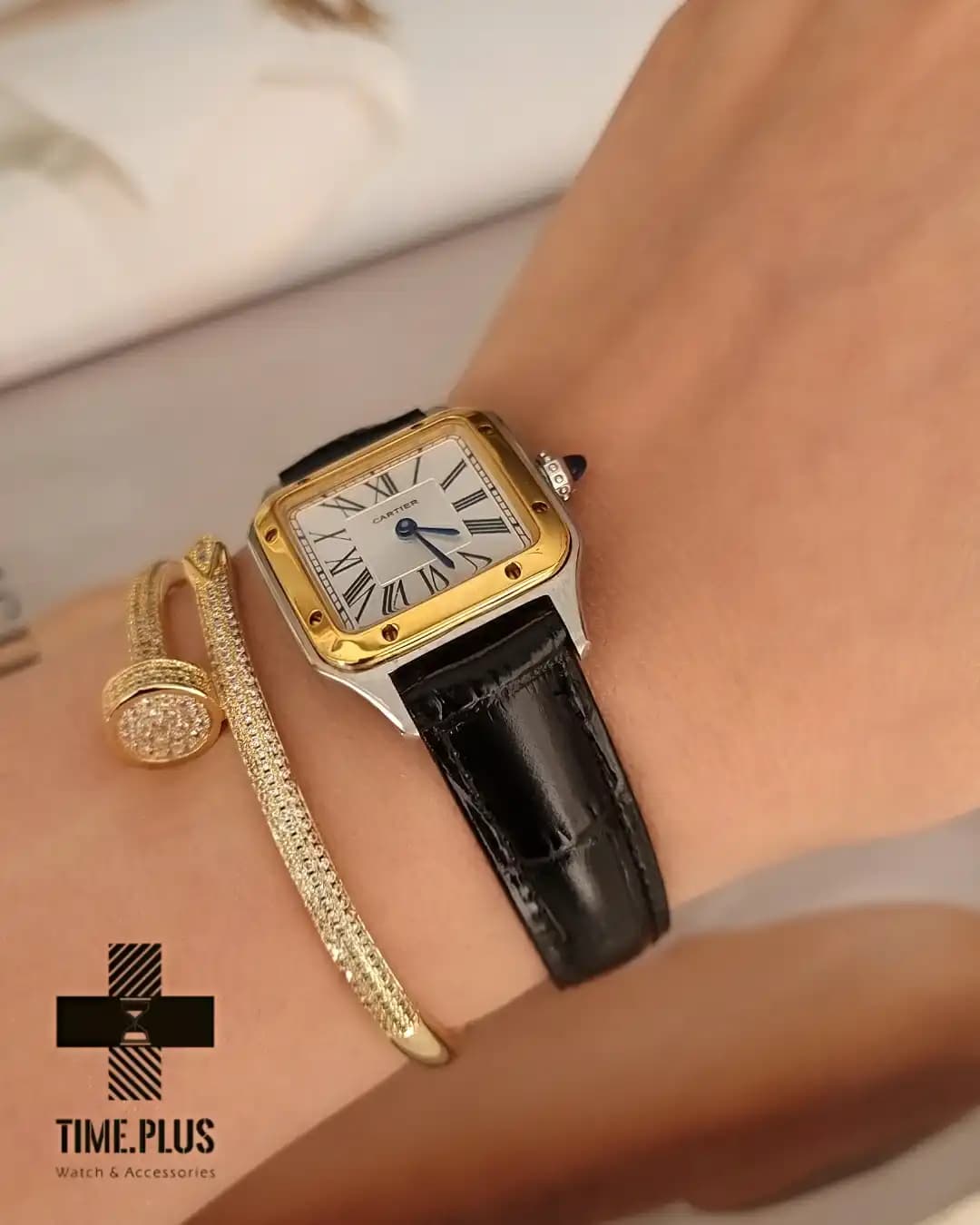 ساعت کارتیر زنانه Santos dumont black strap — تصویر ۴