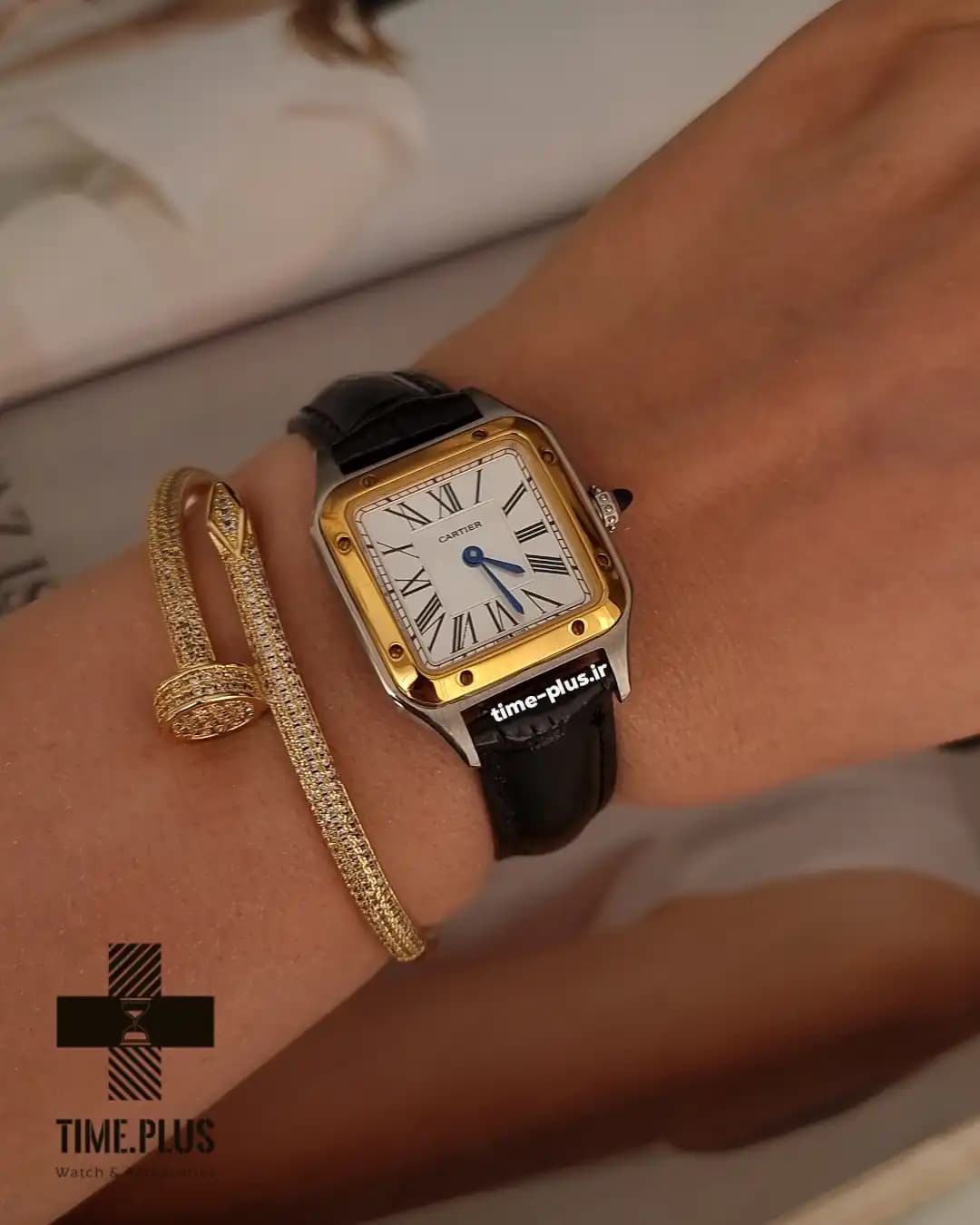 ساعت کارتیر زنانه Santos dumont black strap — تصویر ۲