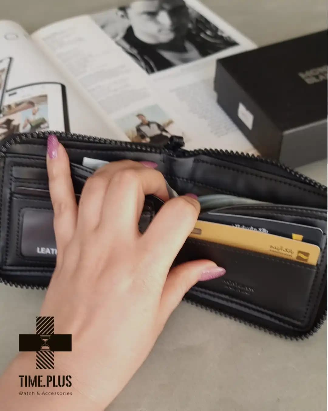 کیف پول چرم مون بلان جیبی زیپ دار — تصویر ۶