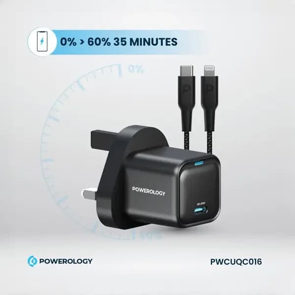 آداپتور شارژ 20 وات پاورولوژی PWCUQC016 — تصویر ۳