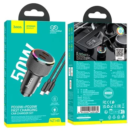 شارژر فندکی 50 وات هوکو مدل HOCO NZ14B USB — تصویر ۳